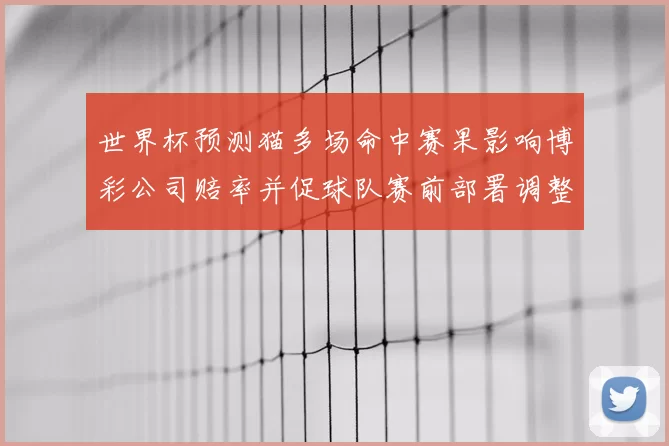 世界杯预测猫多场命中赛果影响博彩公司赔率并促球队赛前部署调整